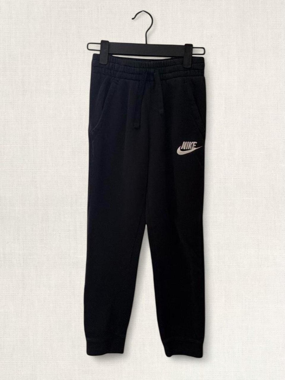 Nike Black Kids Jogger Sweatpants with White Swoosh